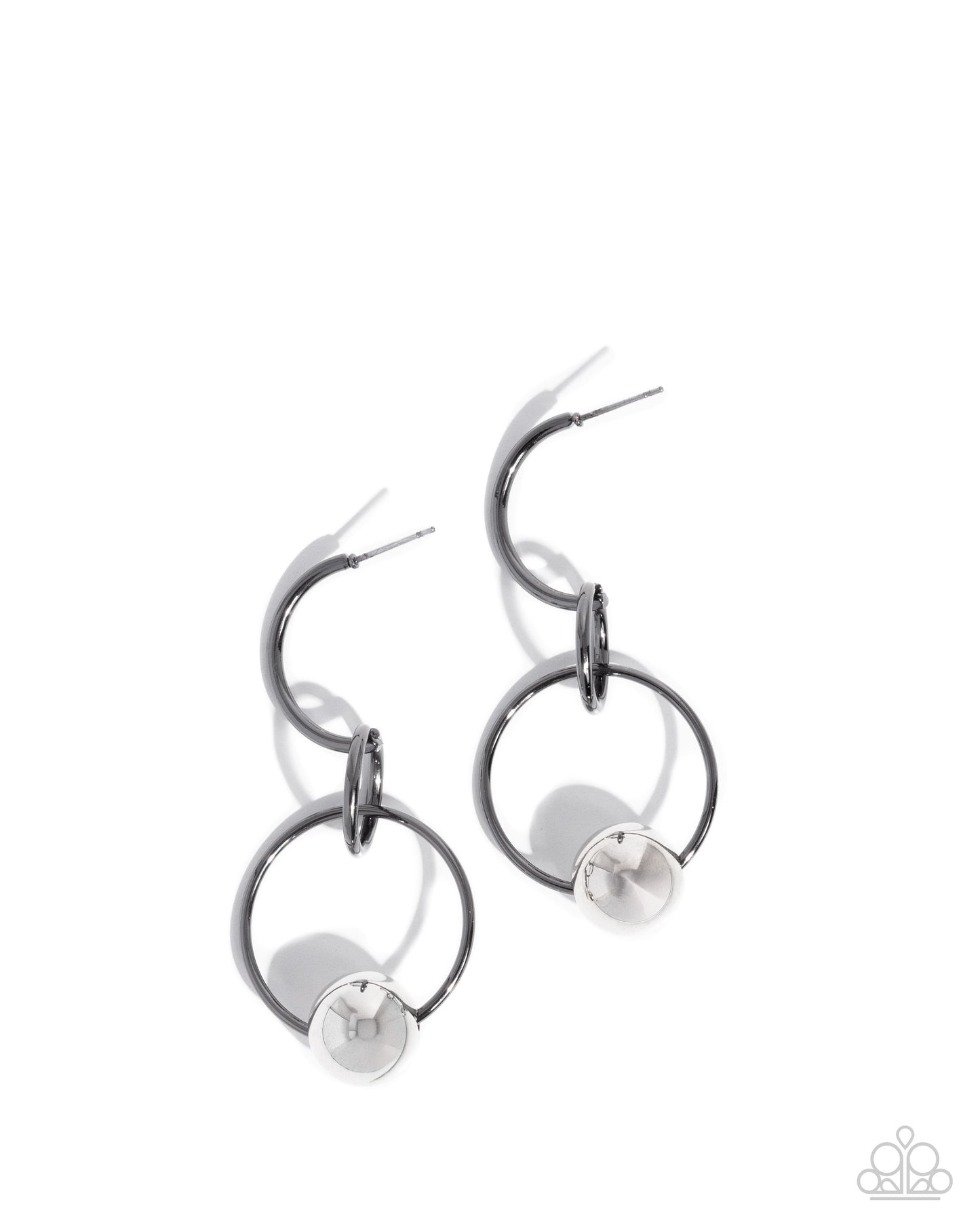 Rebellious Round - black - Paparazzi earrings