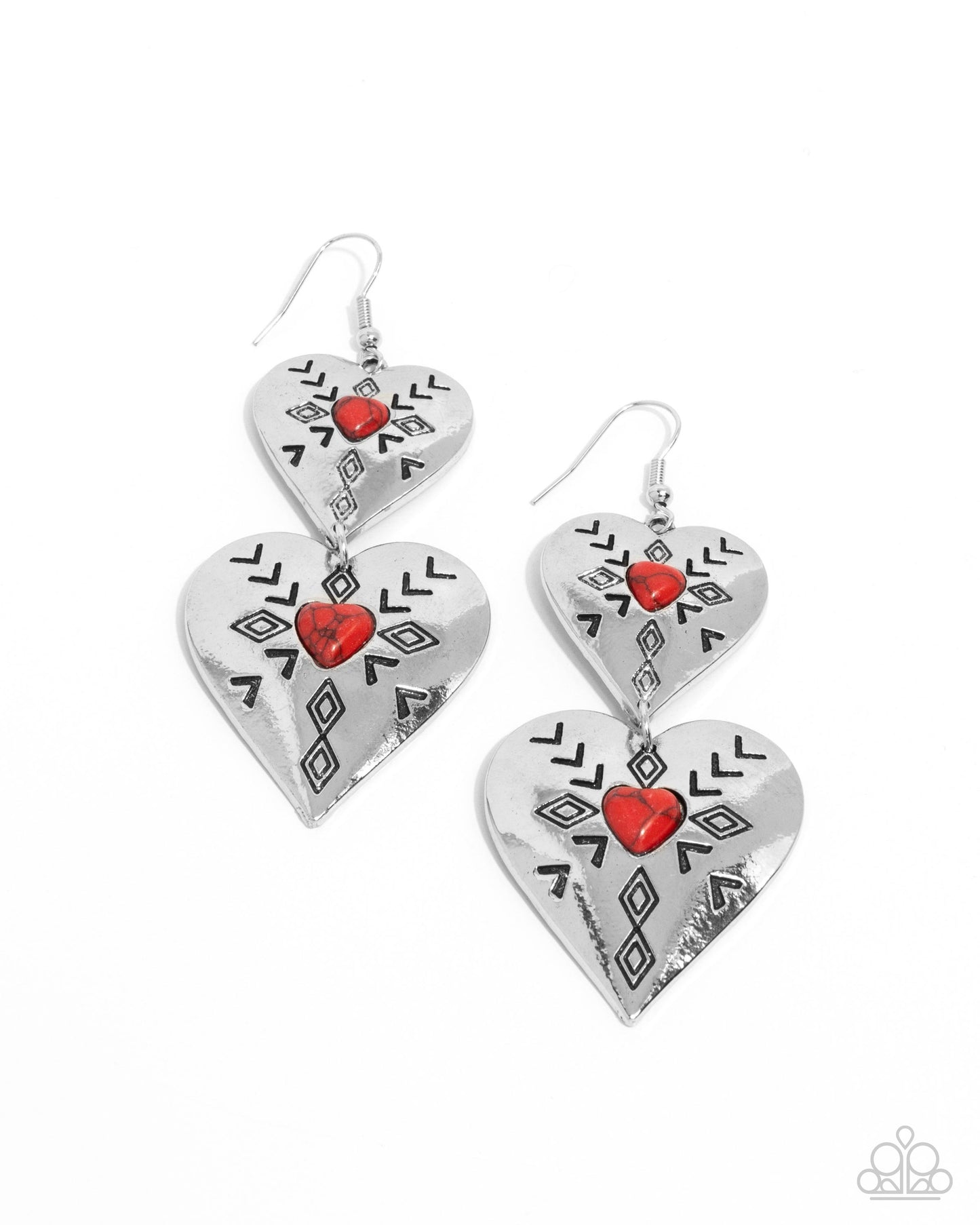 Rustic Repetition - red - Paparazzi earrings