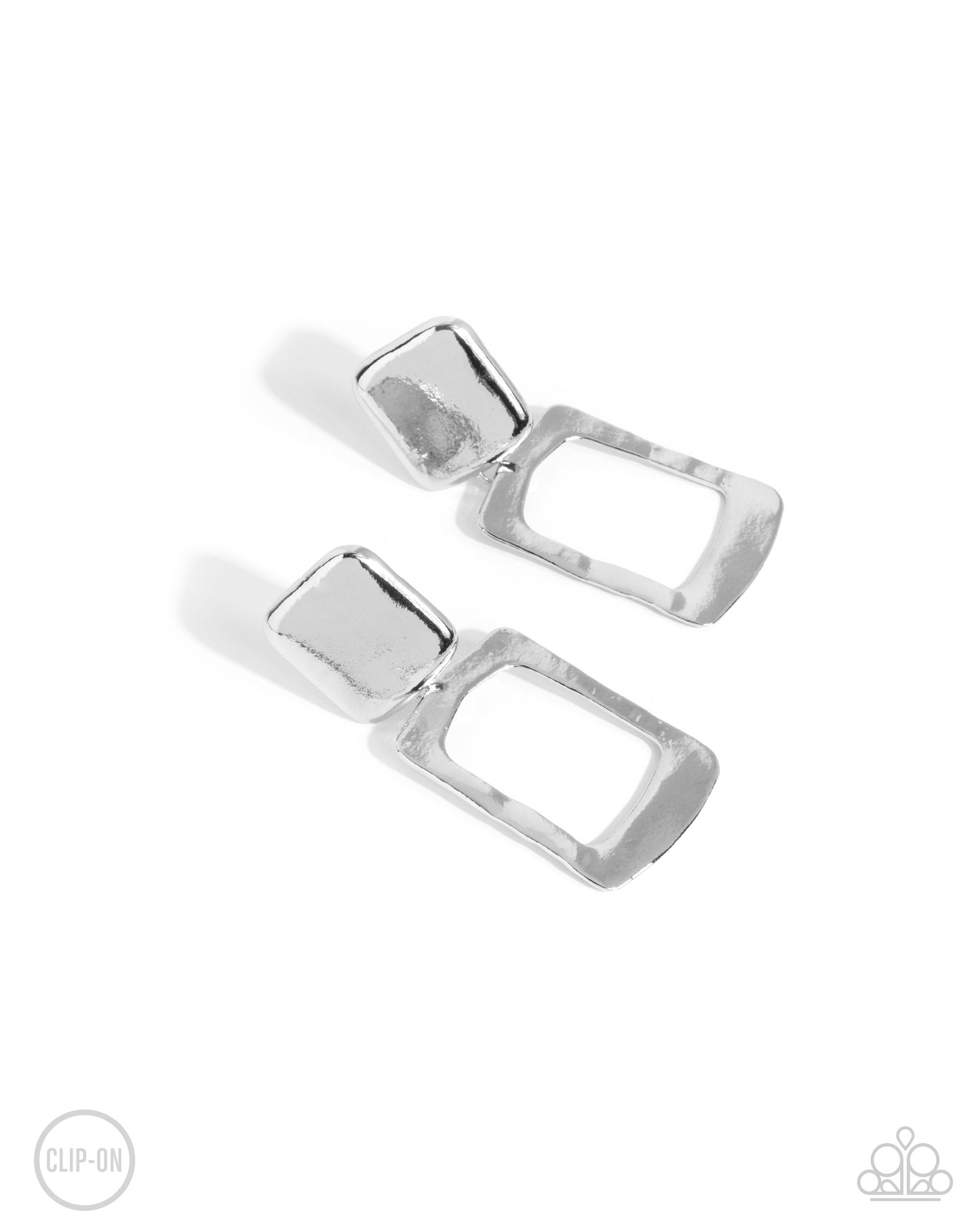 STARE and Square - silver - Paparazzi CLIP ON earrings