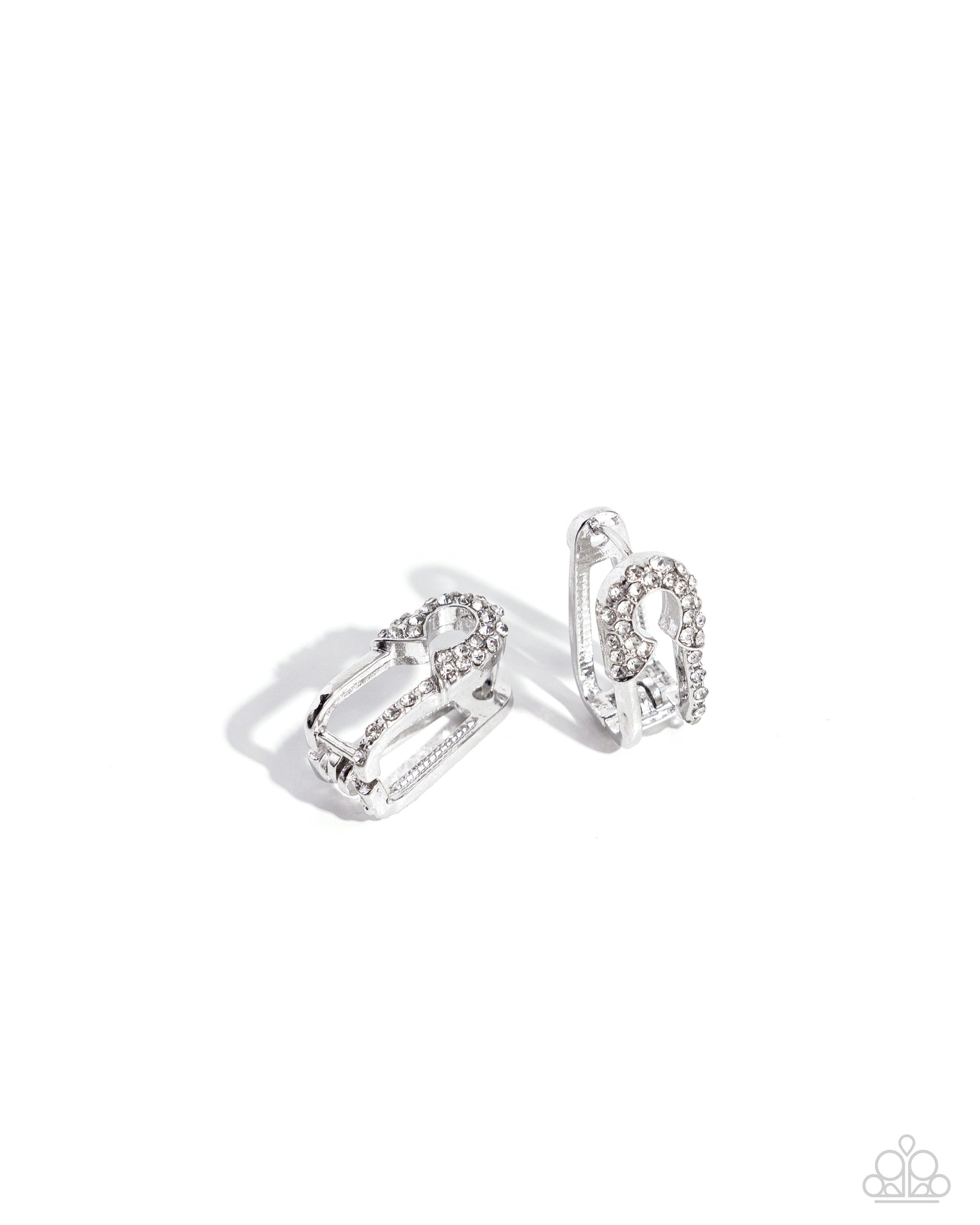 Safety Pin Secret - white - Paparazzi earrings