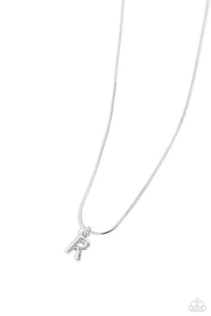 Seize the Initial - silver - R - Paparazzi necklace