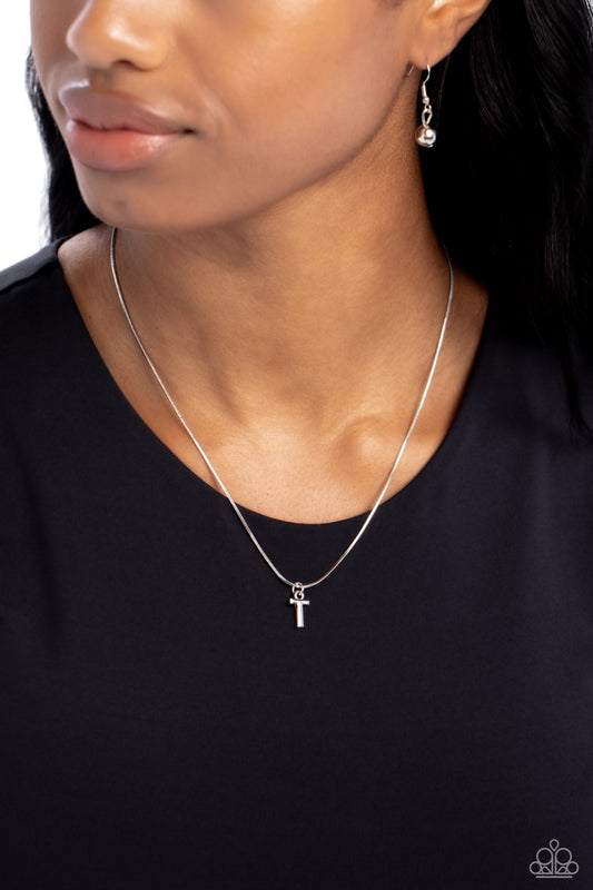 Seize the Initial - silver - T - Paparazzi necklace