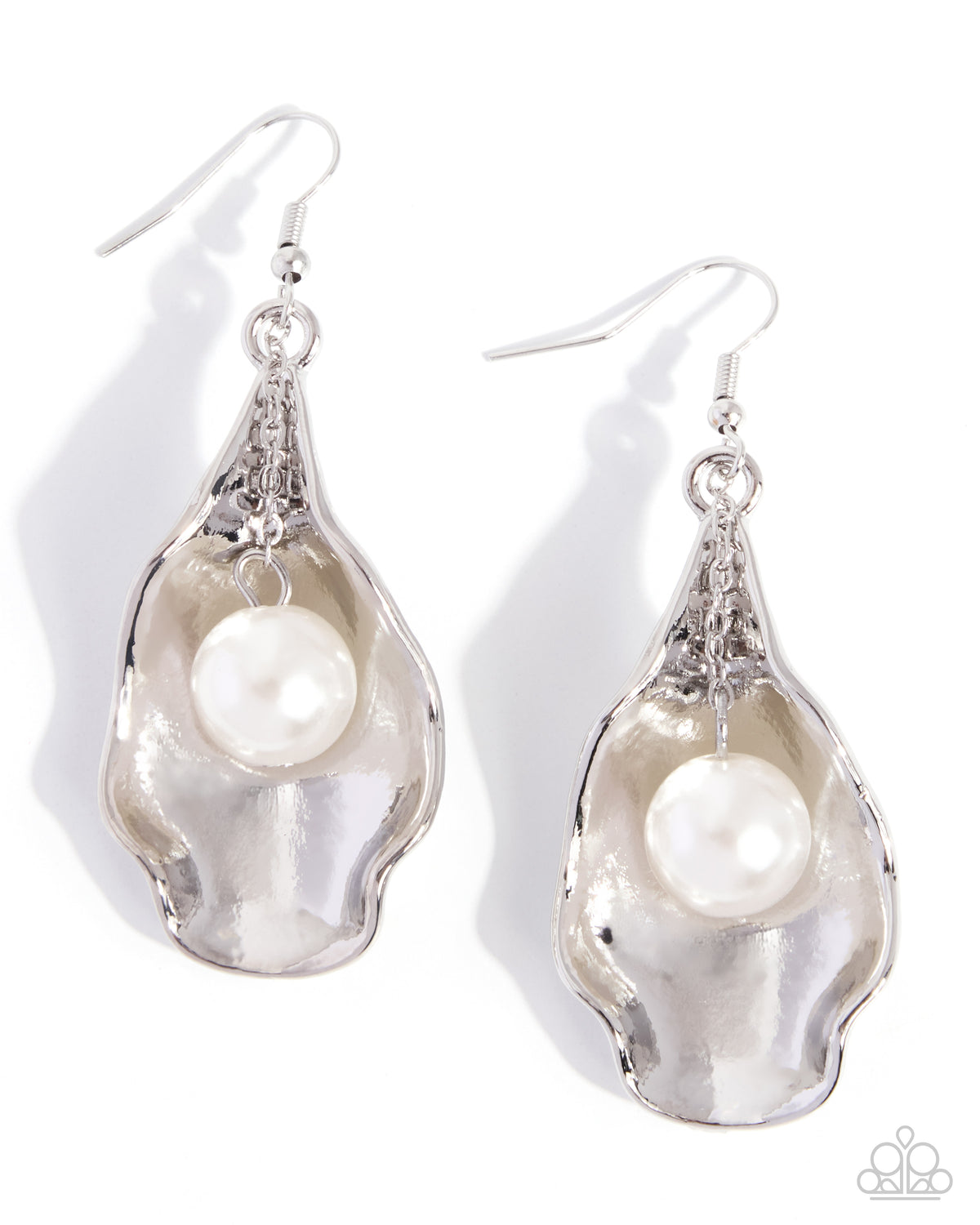 Seize the Suspension - white - Paparazzi earrings