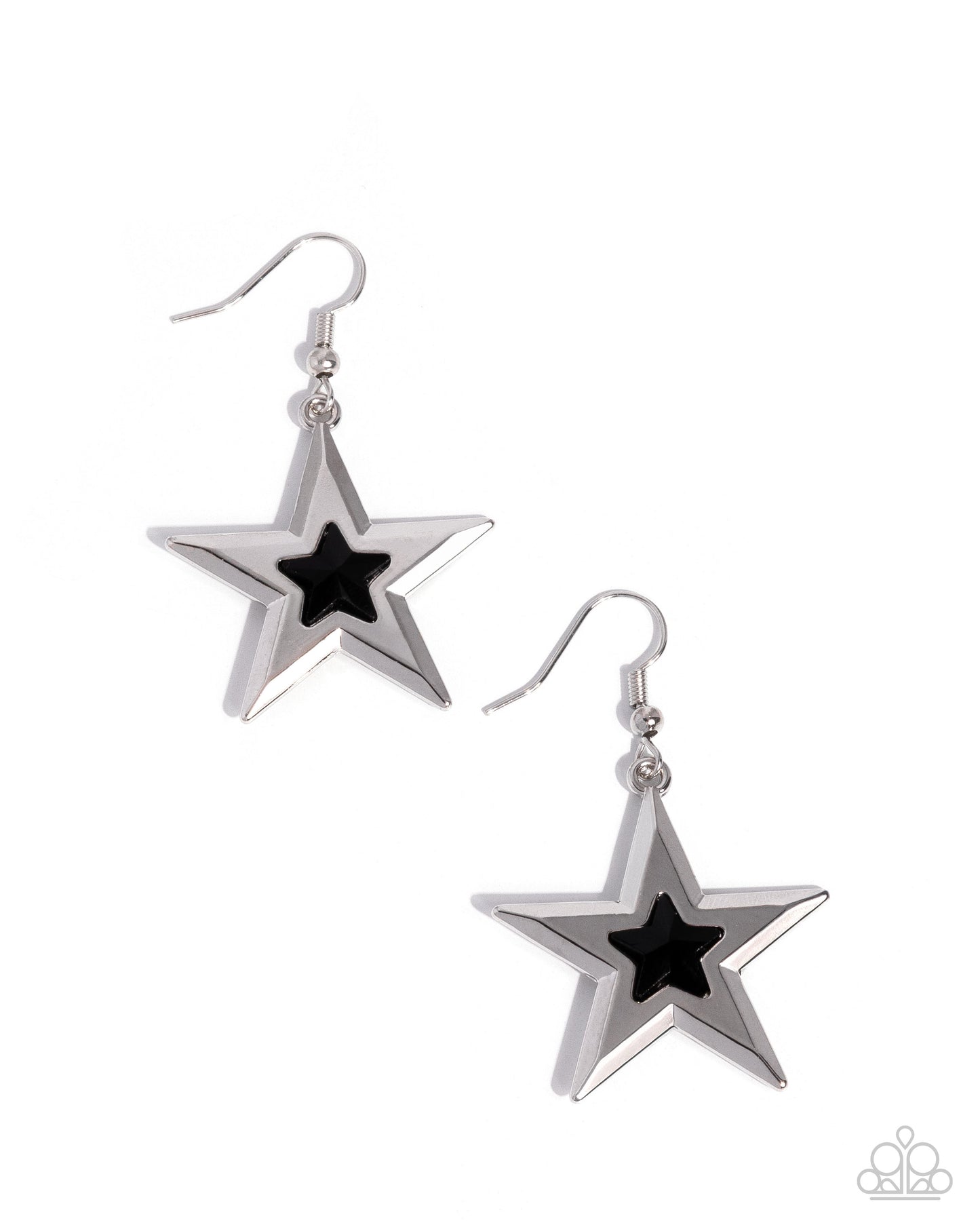Self-Assured Stars - black - Paparazzi earrings