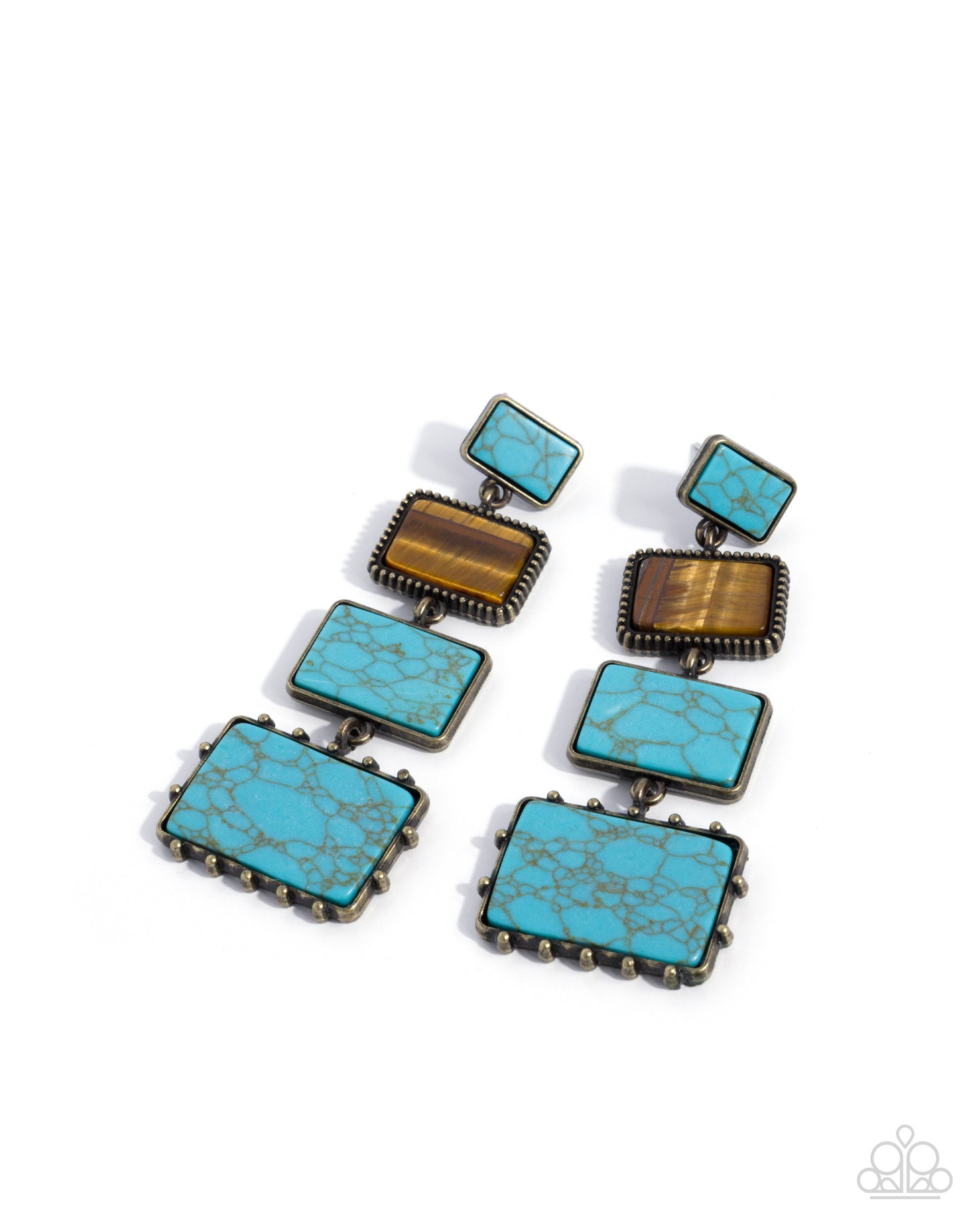 Serious Squares - brass - Paparazzi earrings