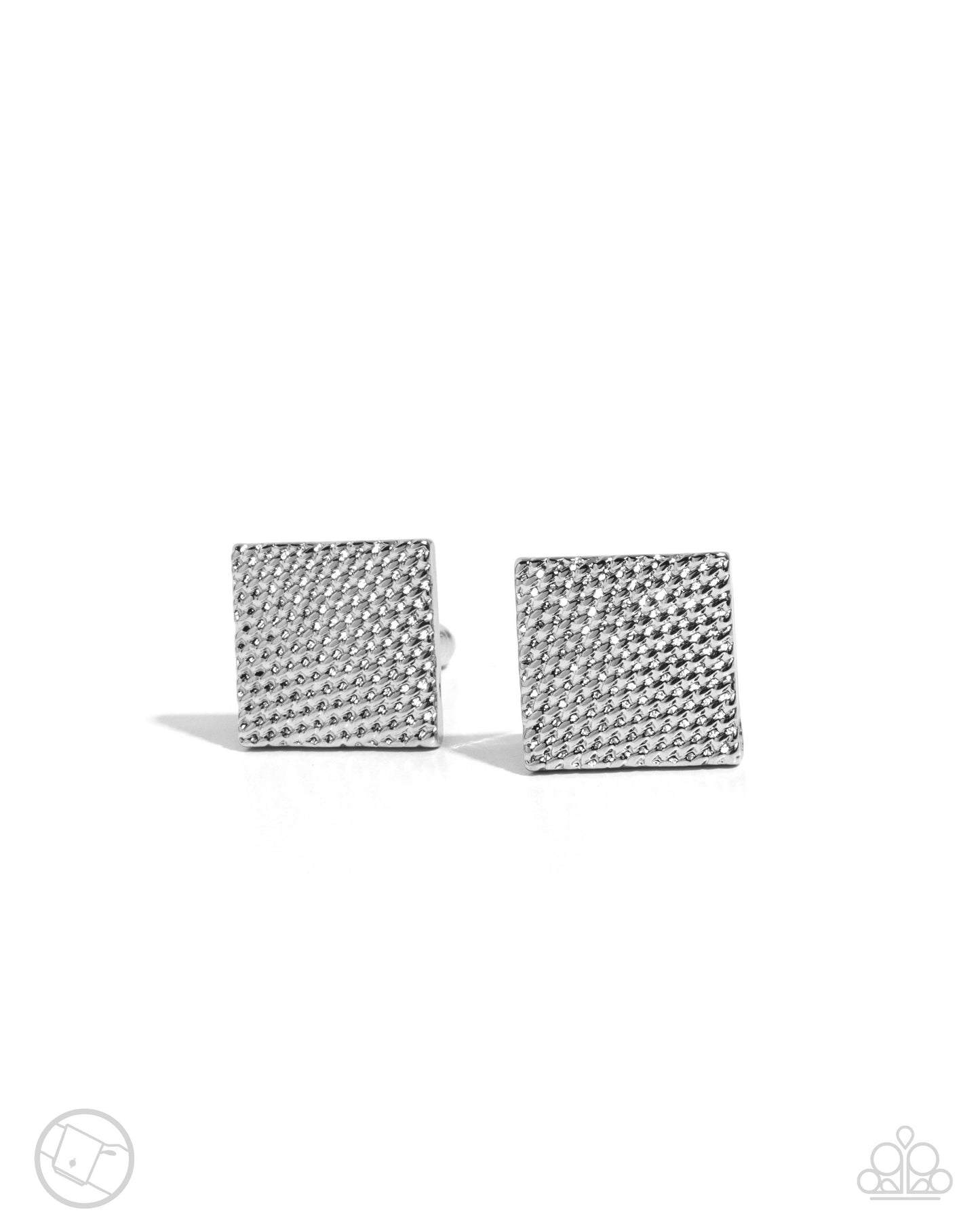 Shimmery Strength - silver - Paparazzi MENS cufflinks