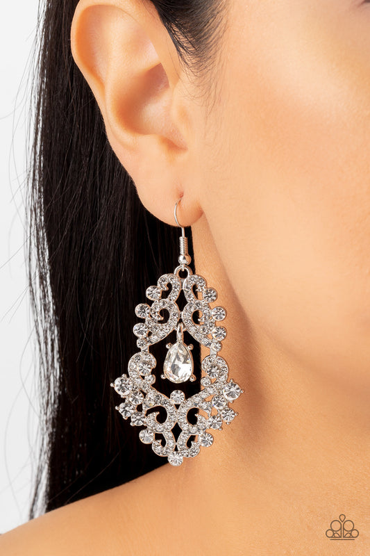 Sociable Sparkle - white - Paparazzi earrings