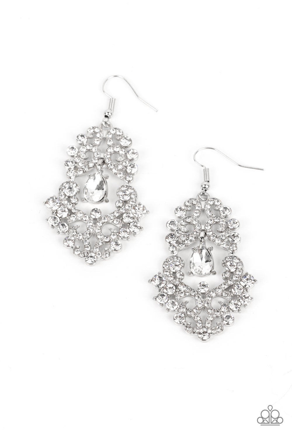 Sociable Sparkle - white - Paparazzi earrings