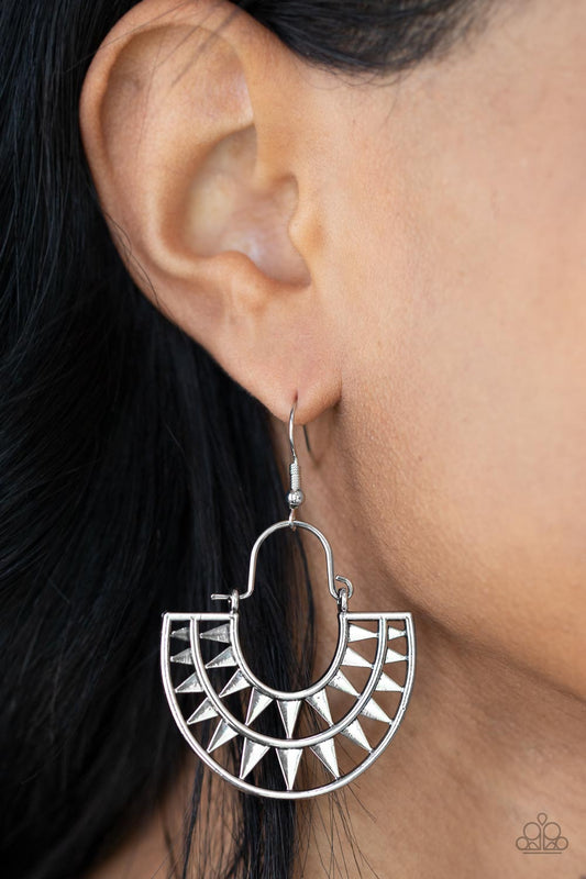 Solar Surge - silver - Paparazzi earrings
