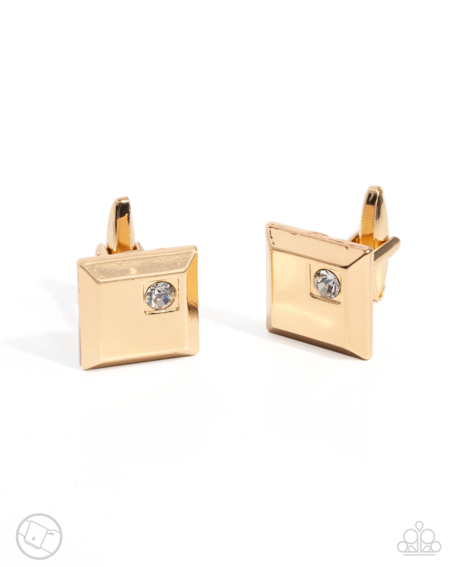 Solitaire Street Cred - gold - Paparazzi MENS cuff links