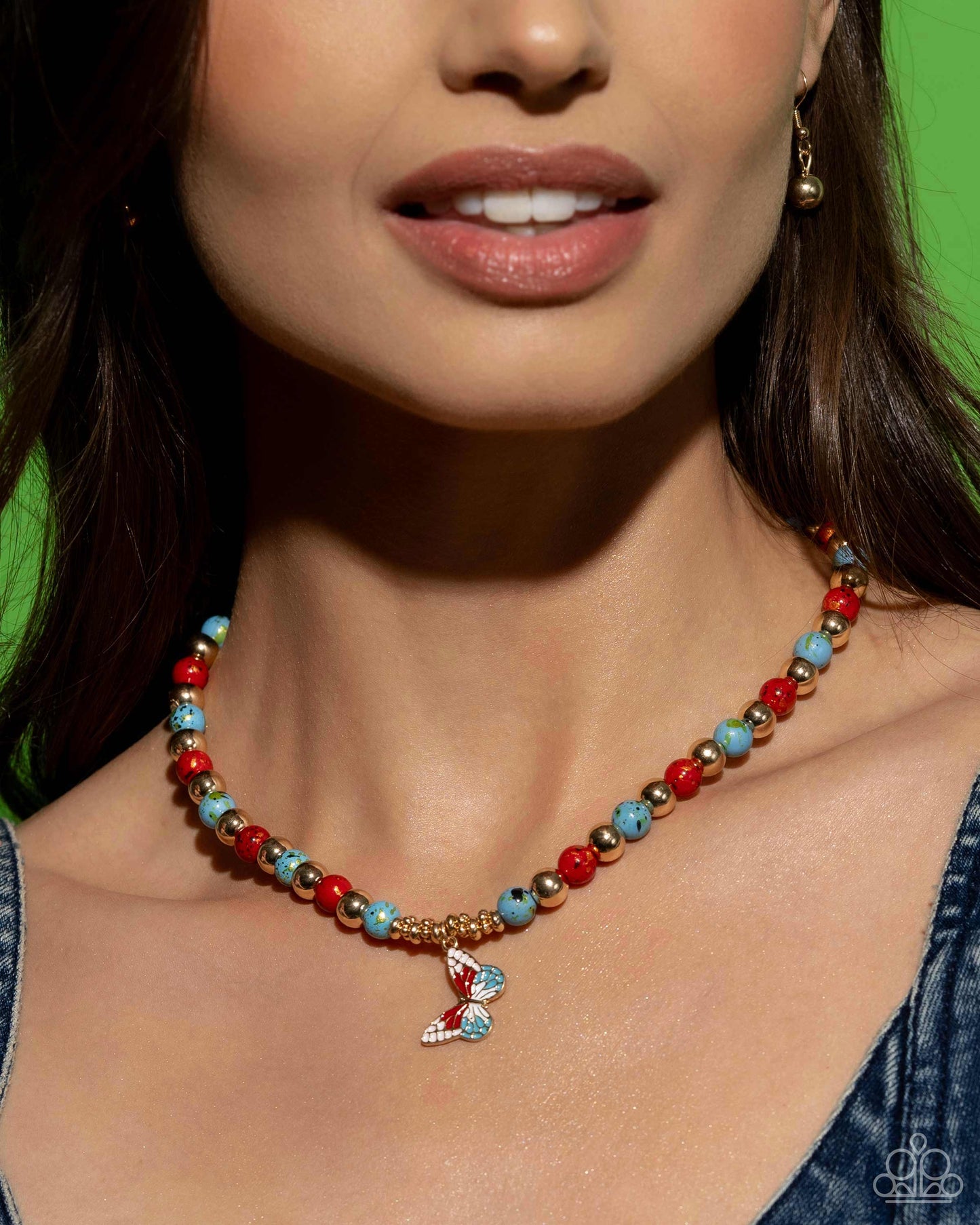 Speckled Story - red - Paparazzi necklace