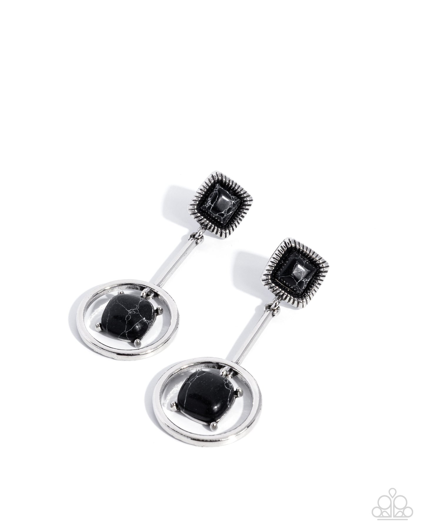 Spellbinding Squares - black - Paparazzi earrings