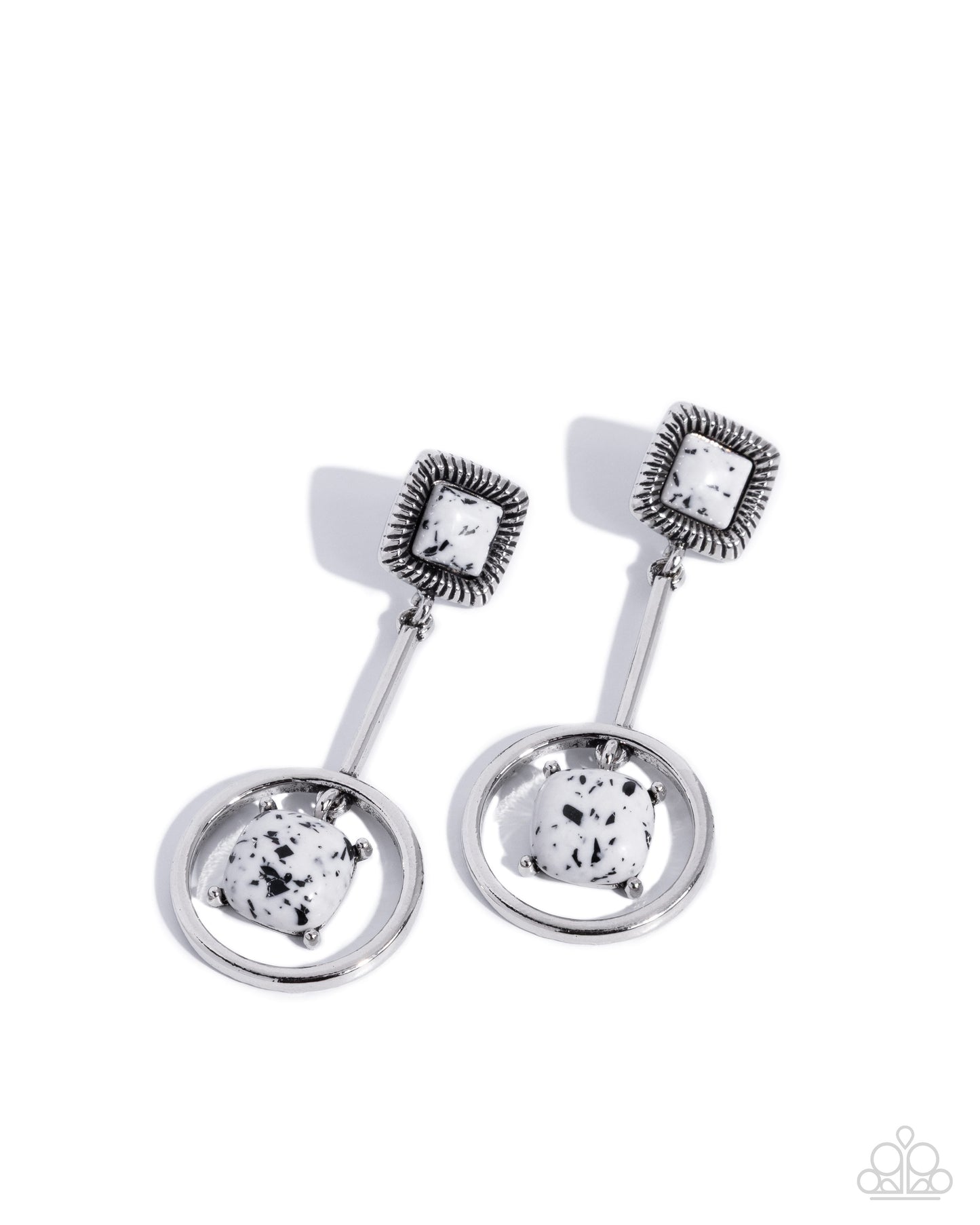 Spellbinding Squares - white - Paparazzi earrings