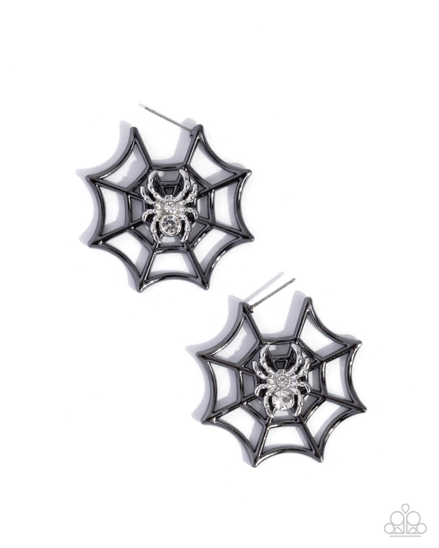 Spiderweb Showcase - black - Paparazzi earrings