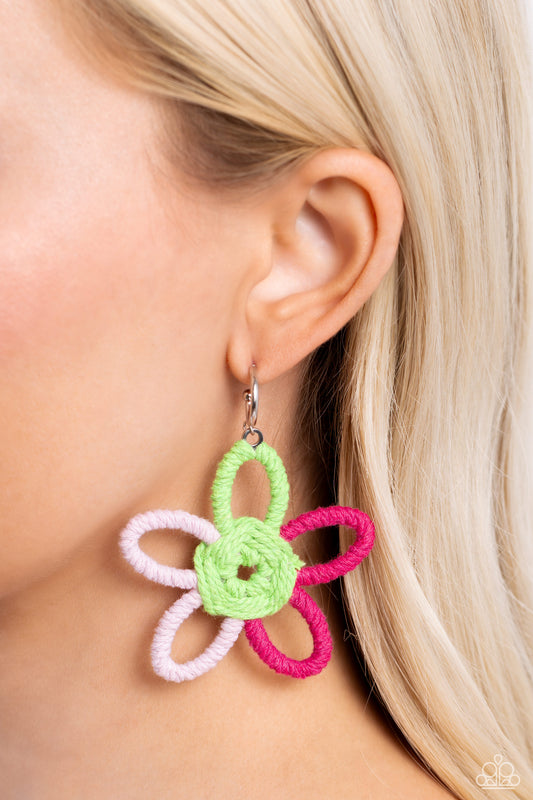 Spin a Yarn - pink - Paparazzi earrings