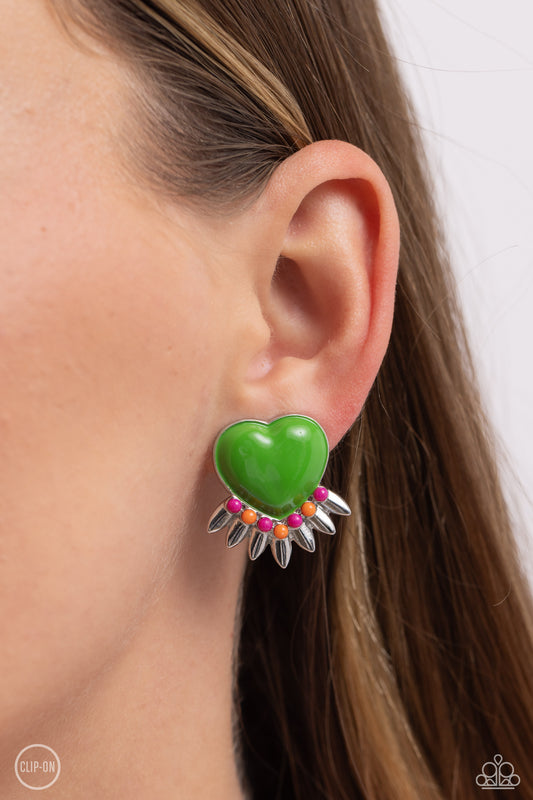 Spring Story - green - Paparazzi CLIP ON earrings