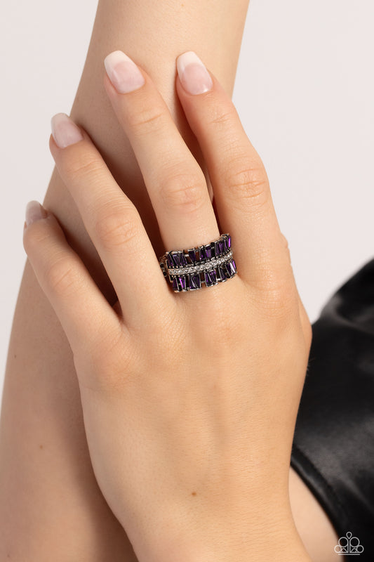 Staggering Stacks - purple - Paparazzi ring
