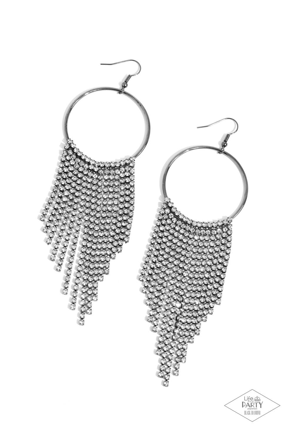 Streamlined Shimmer - black - Paparazzi earrings