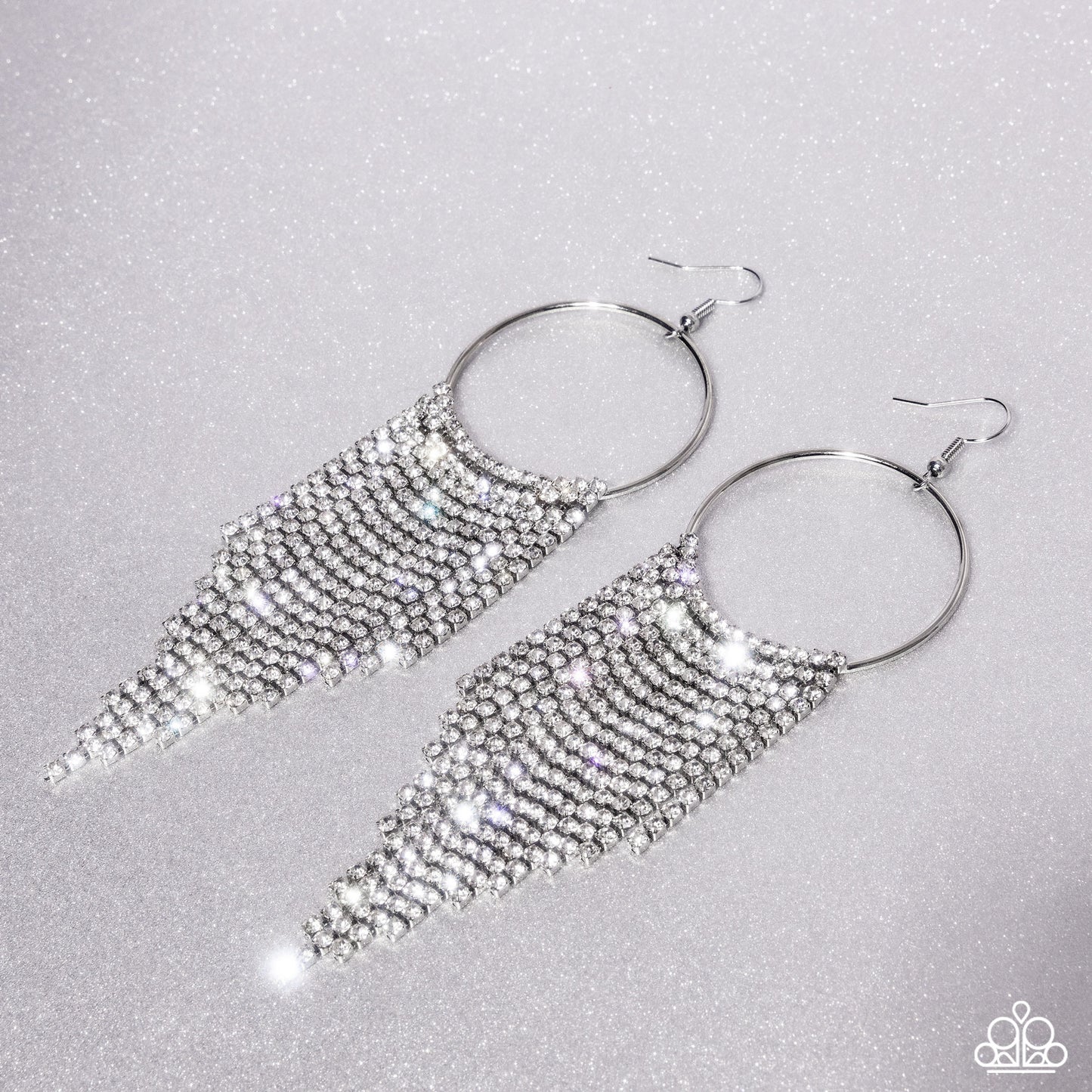 Streamlined Shimmer - white - Paparazzi earrings