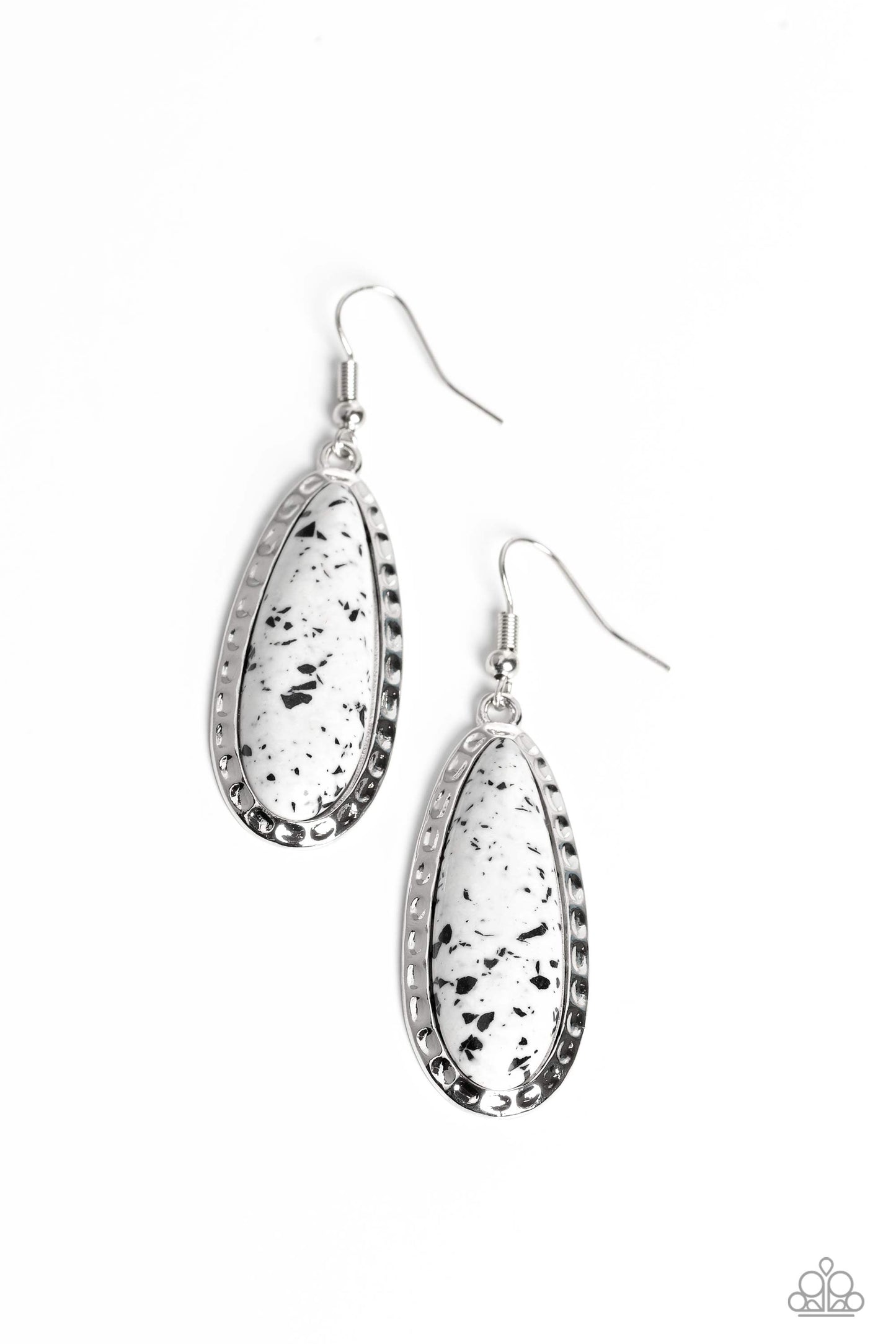 TEARDROP-Dead Dynasty - white - Paparazzi earrings