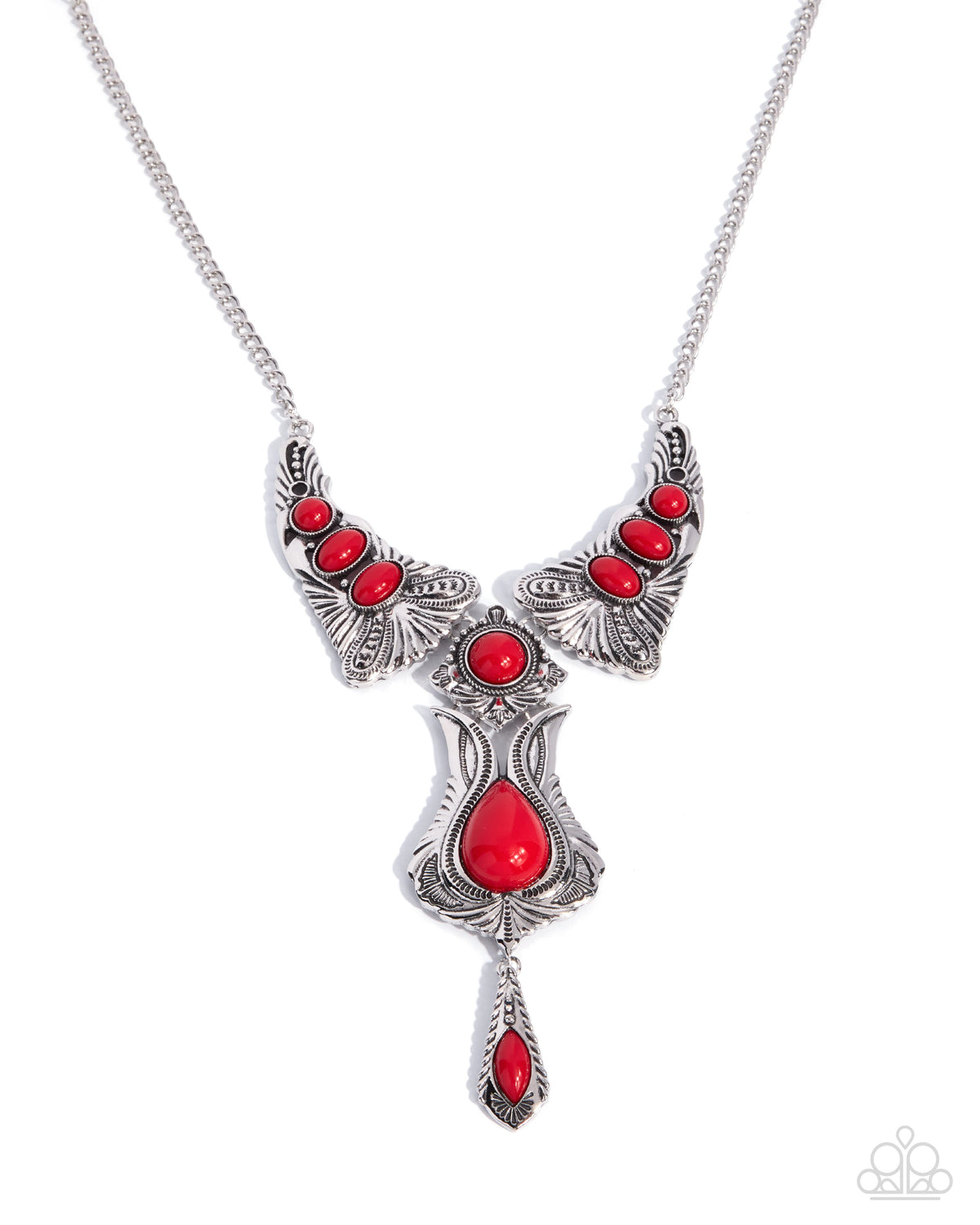 Tailored Timeline - red - Paparazzi necklace