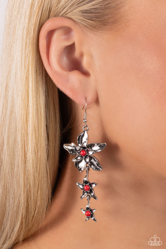 Tapered Tiers - red - Paparazzi earrings