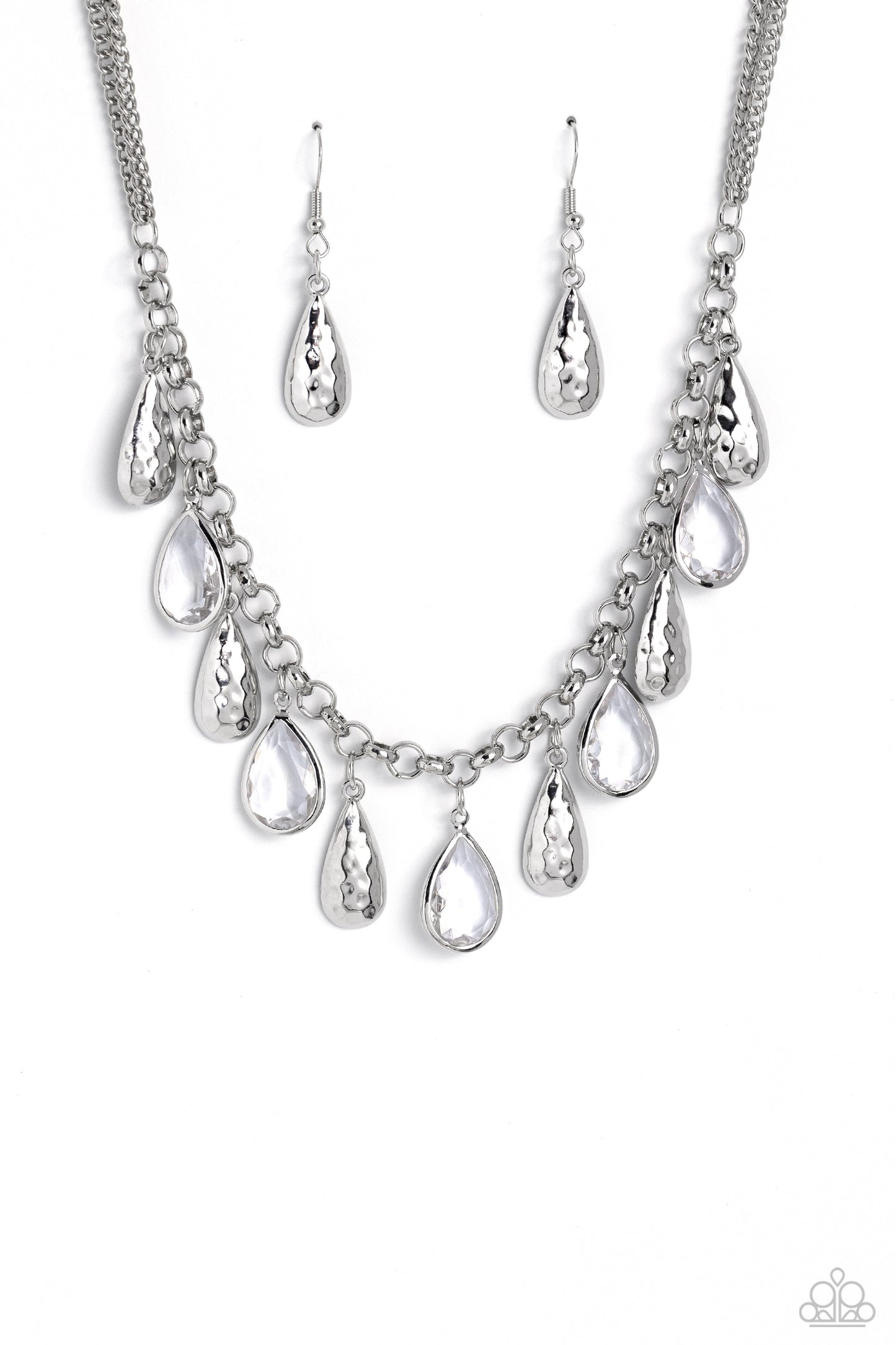 Teardrop Timbre - white - Paparazzi necklace