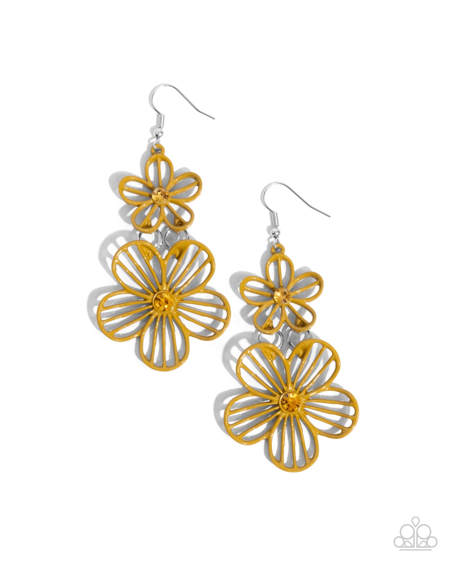 Textured Tiers - yellow - Paparazzi earrings