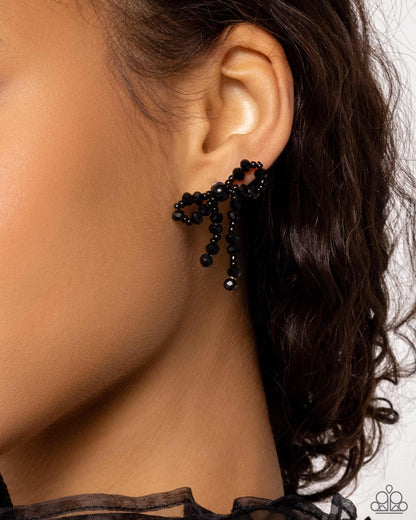 The BOW Must Go On - black - Paparazzi earrings