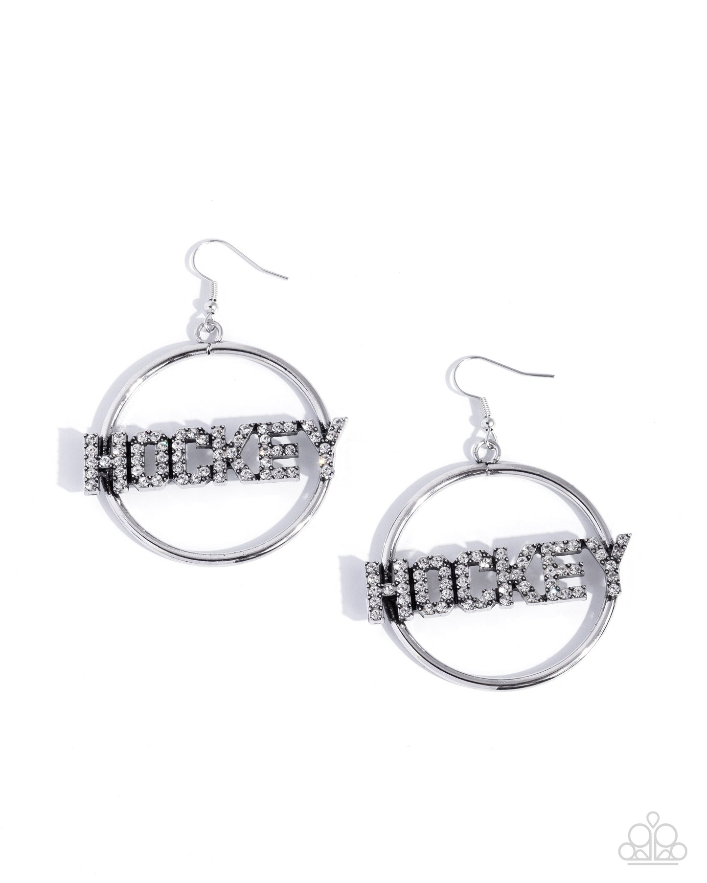 The Puck is in Play - white - Paparazzi earrings