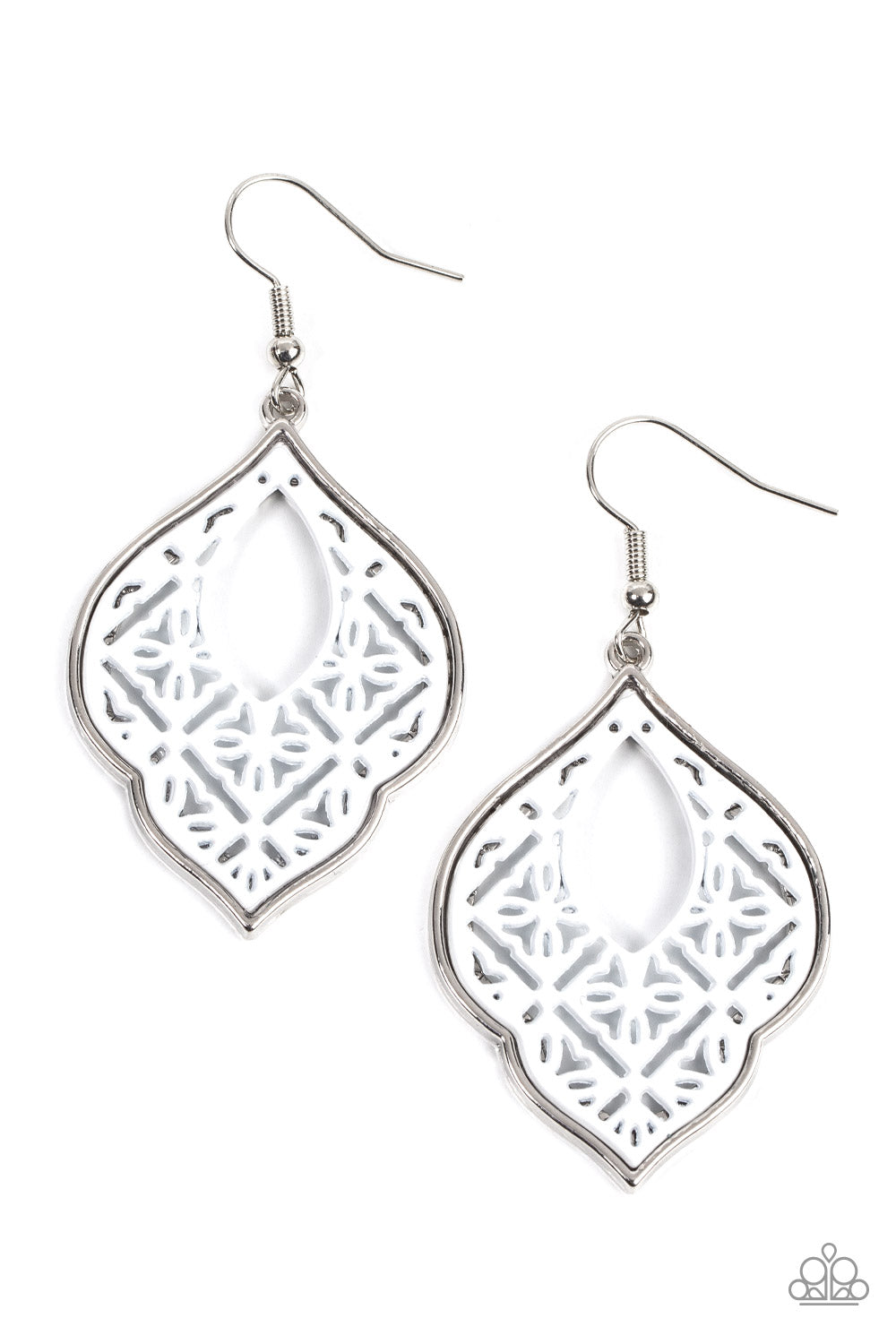 Thessaly Terrace - white - Paparazzi earrings