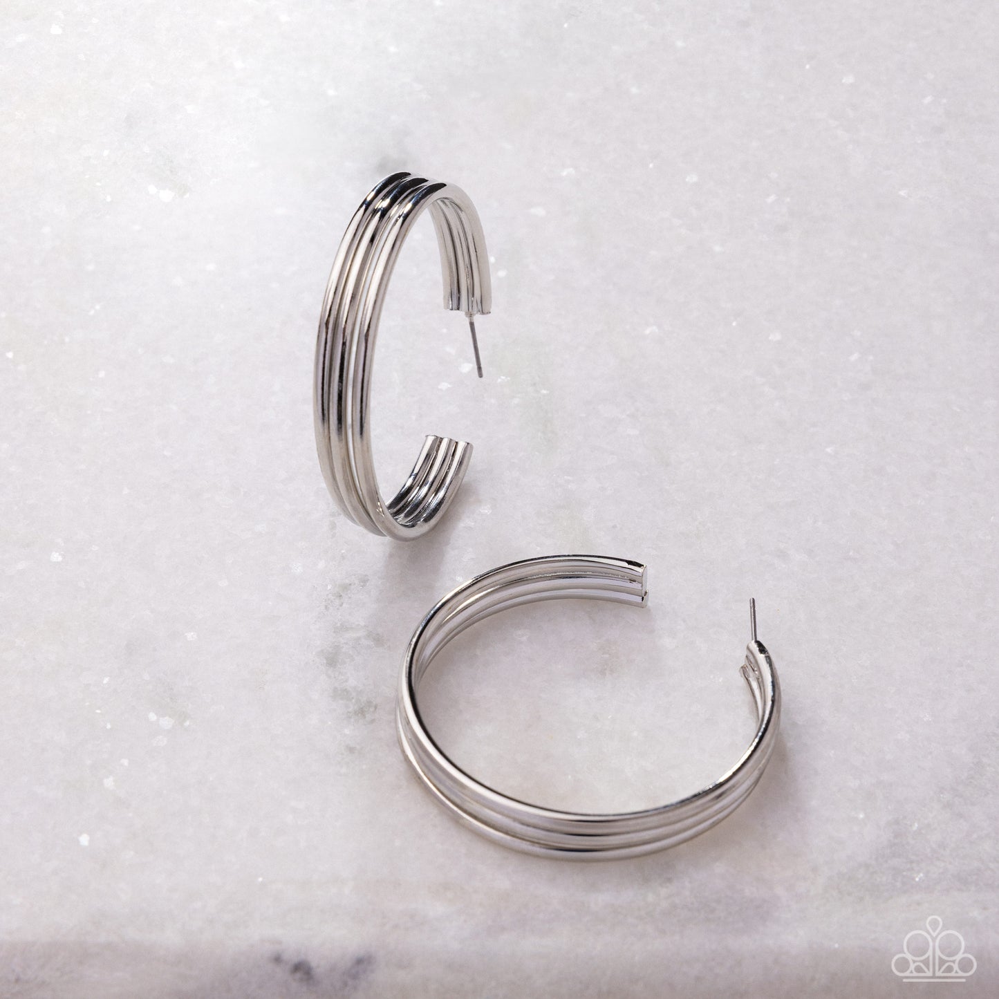 Traditional Trio - silver - Paparazzi earrings