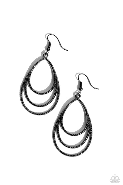 Trendy TIER-Drops - black - Paparazzi earrings