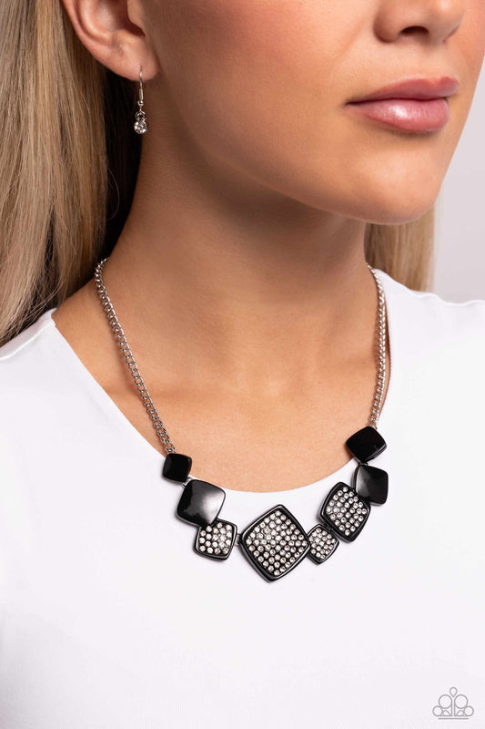 Twinkling Tables - black - Paparazzi necklace