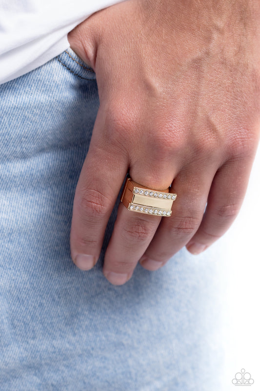 Victory - gold - Paparazzi MENS ring