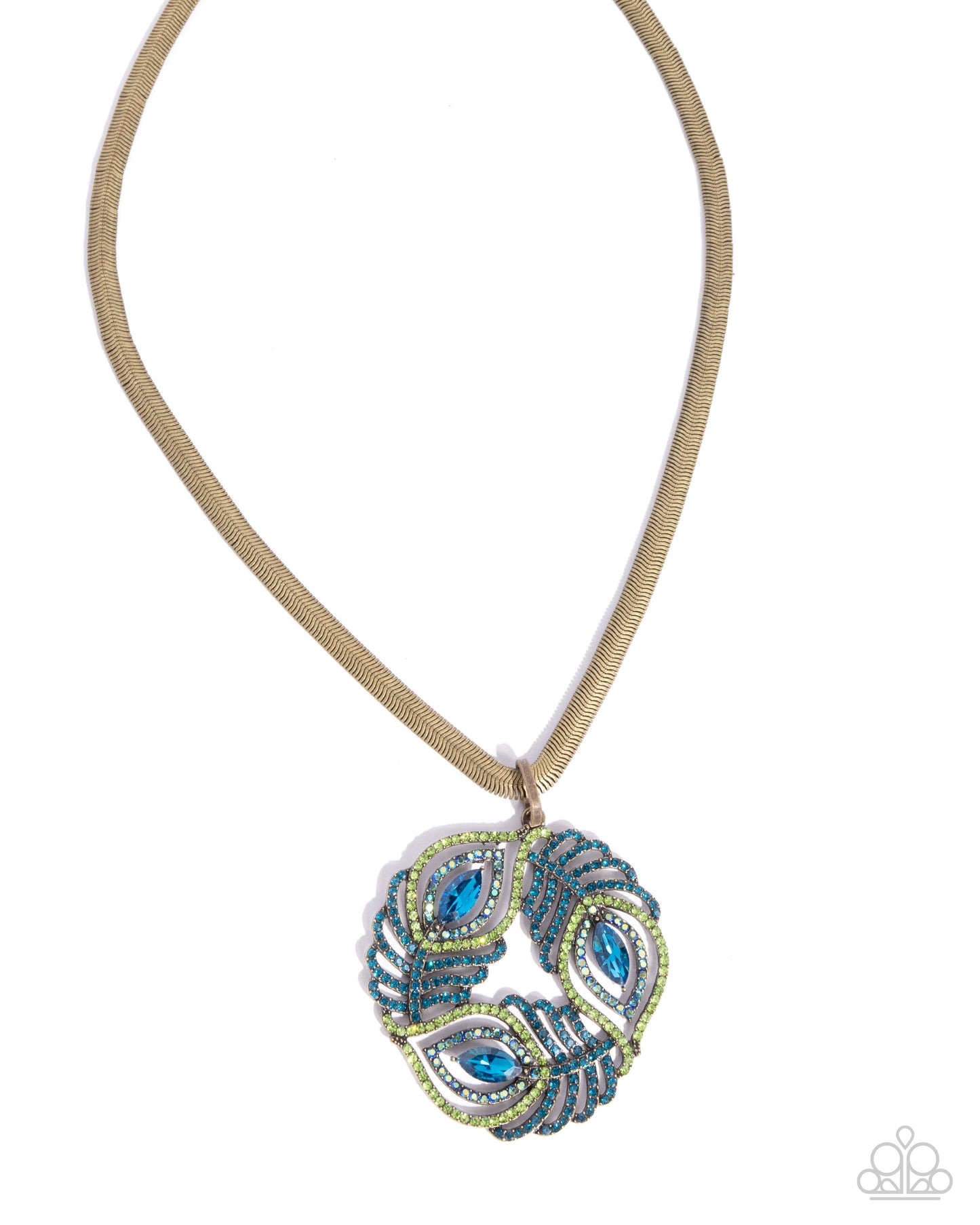 Peacock Patchwork - brass - Paparazzi necklace