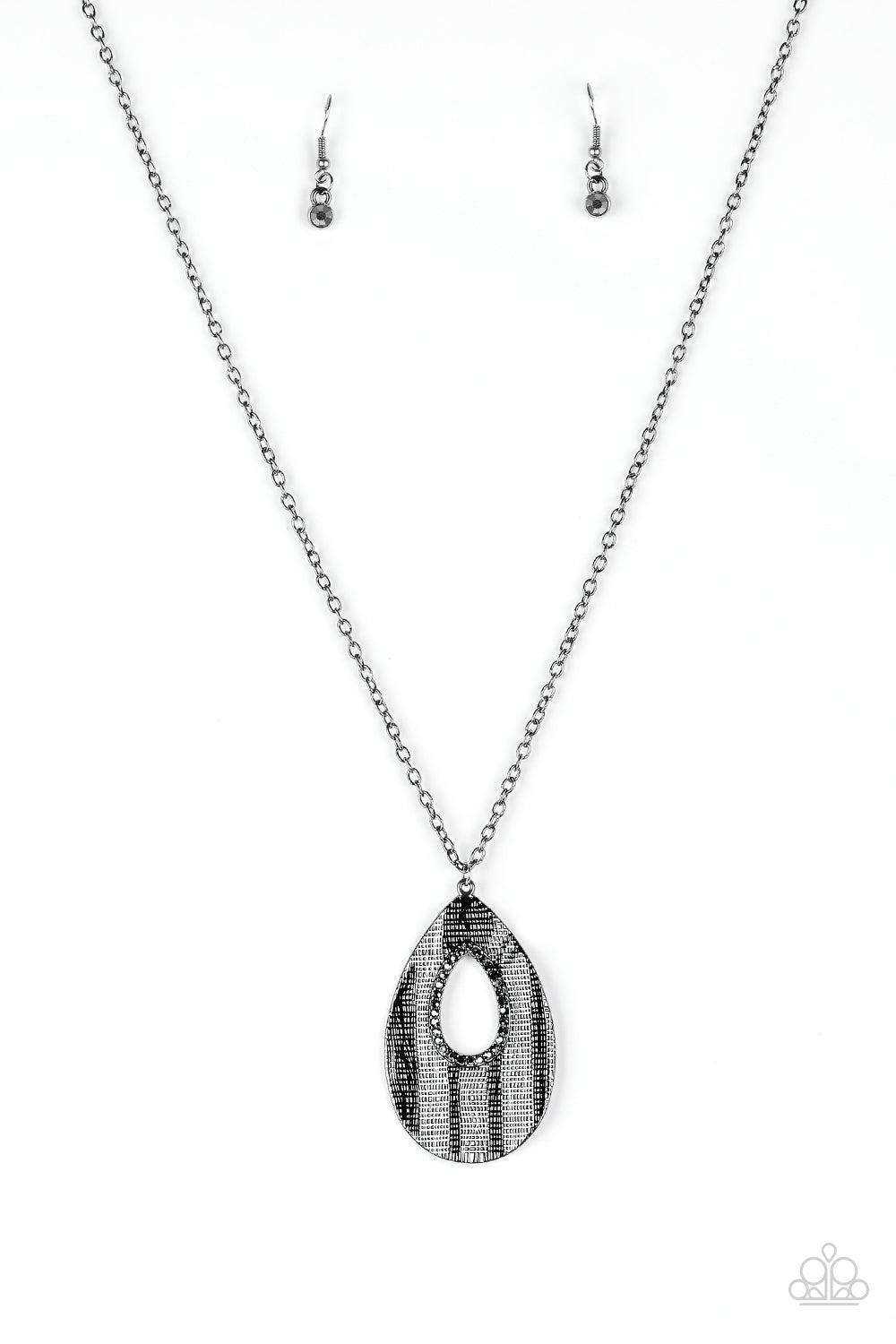 Stop, TEARDROP, and Roll - black - Paparazzi necklace