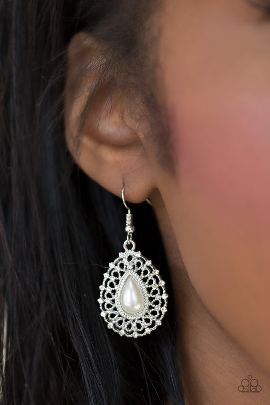 A Court Chic - white - Paparazzi earrings