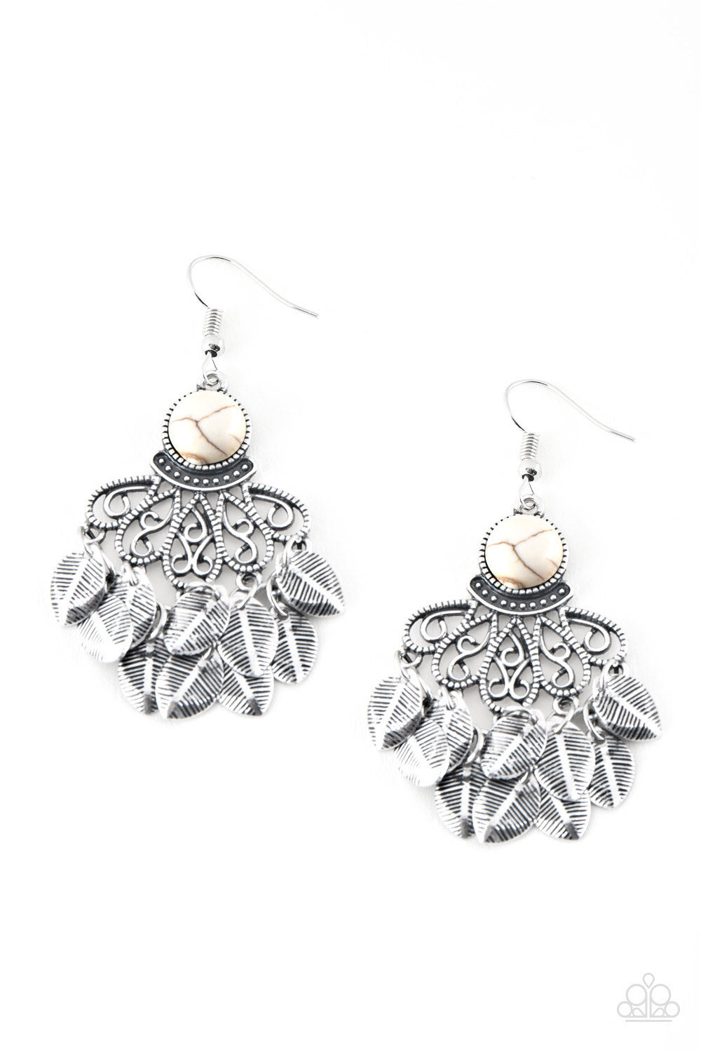 A Bit On The Wildside - white - Paparazzi earrings