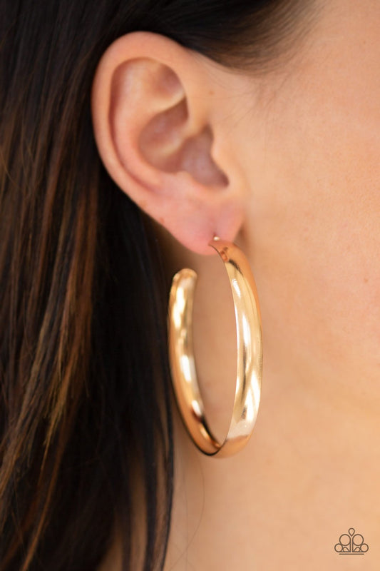A Double Feature-gold-Paparazzi earrings