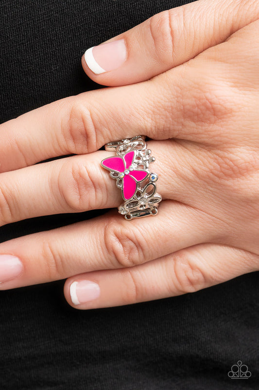 All FLUTTERED Up - pink - Paparazzi ring