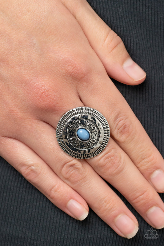 All Things Must COMPASS - blue - Paparazzi ring
