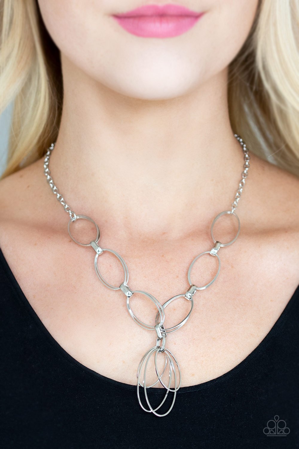 All OVAL Town-silver-Paparazzi necklace
