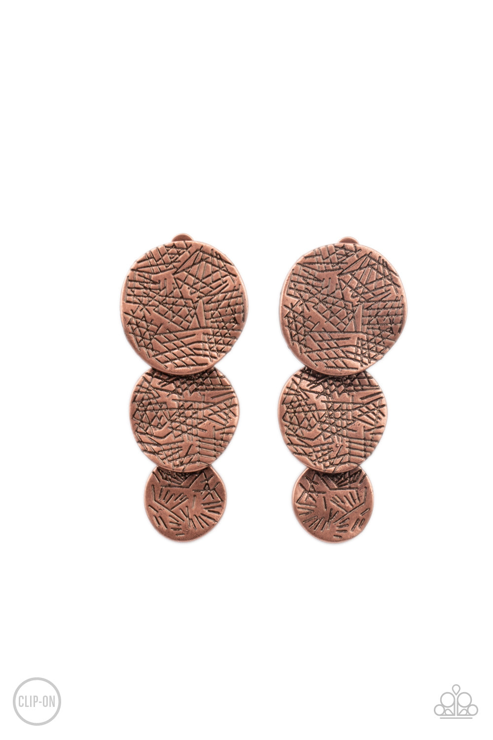 Ancient Antiquity - copper - Paparazzi CLIP ON earrings