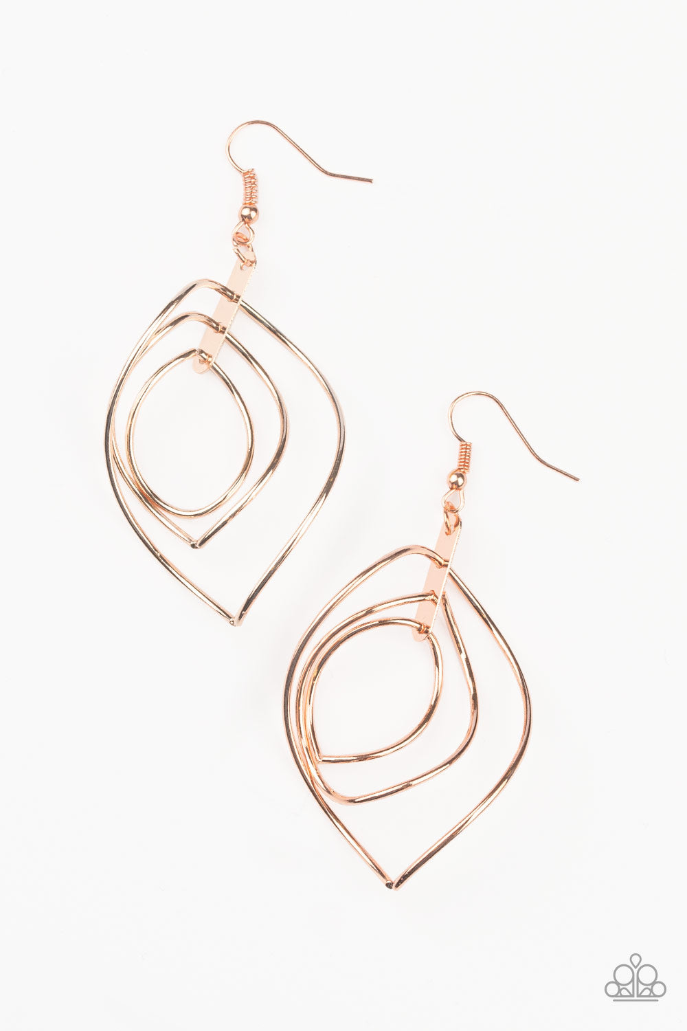 Asymmetrical Allure - copper - Paparazzi earrings