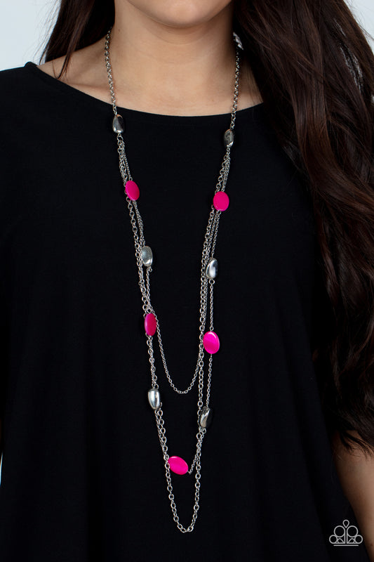 Barefoot and Beachbound - pink - Paparazzi necklace
