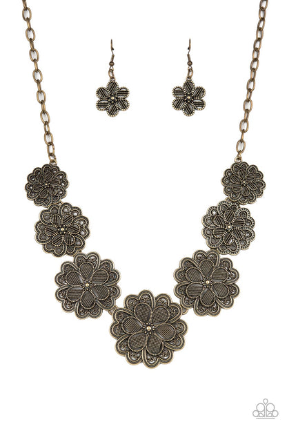 Basketful of Blossoms - brass - Paparazzi necklace