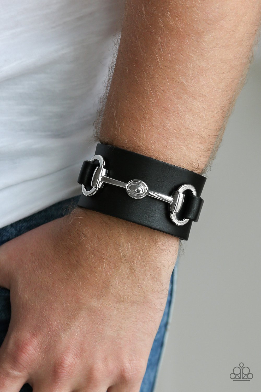Biker Band-black-Paparazzi Men's bracelet