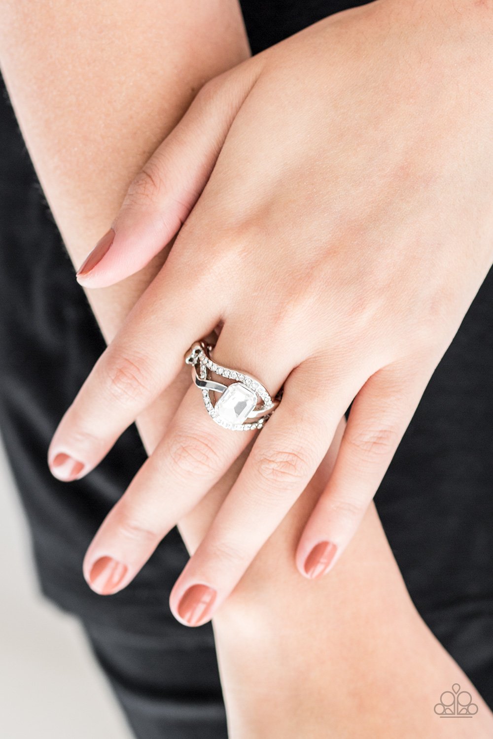 Bling It On-white-Paparazzi ring