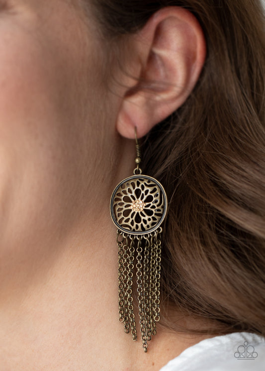 Blissfully Botanical - brass - Paparazzi earrings